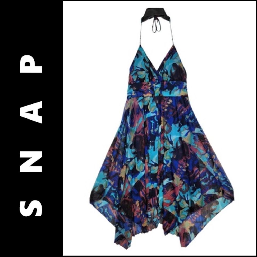 Snap Dress Size Large Women Sleeveless Backless Flare Tunic